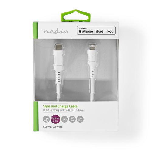 Nedis Usb C Kabel Apple Mfi Certified A W Usb C Apple Lightning Han Han Hvid M